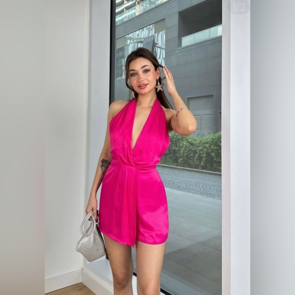 Zara satin effect jumpsuit romper sz small